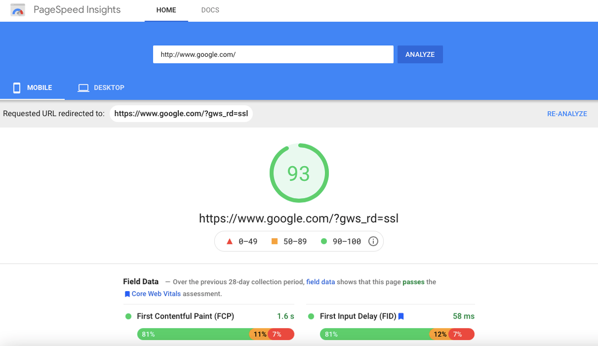 Google PageSpeed Insights