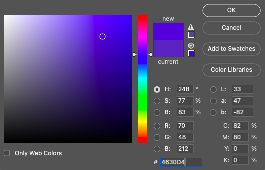 Colour models as shown in Photoshop's colour picker