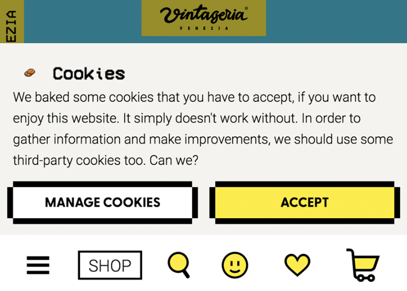 Friendly cookie message