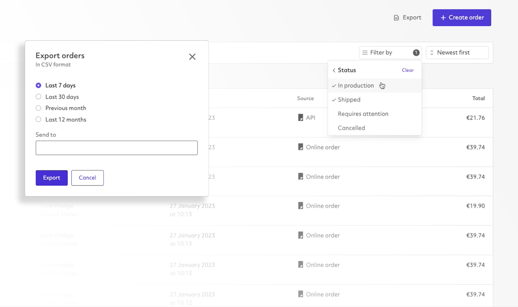 Order filtering in Prodigi