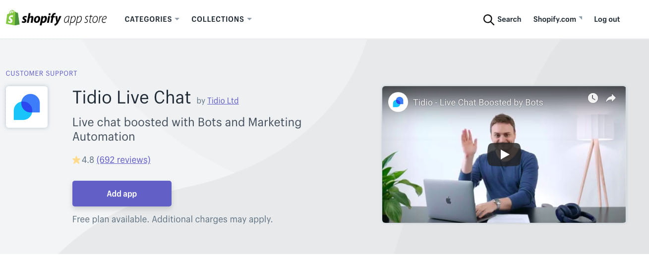 Adding Tidio in Shopify, step 1