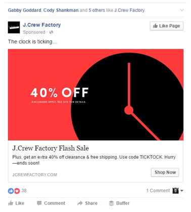 Flash sale FB advert