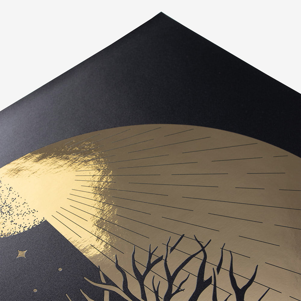Detail of a gold metallic foil print
