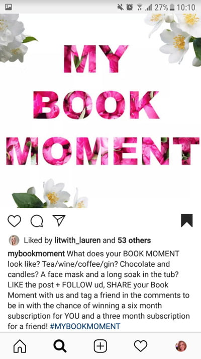 Event-focused post on Instagram: My Book Moment