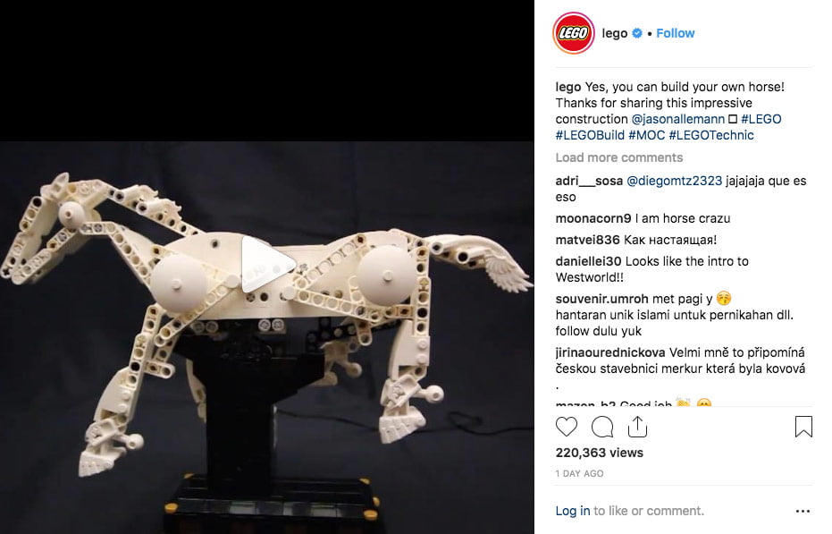 LEGO Instagram video post