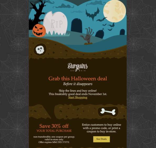 Example Halloween marketing email