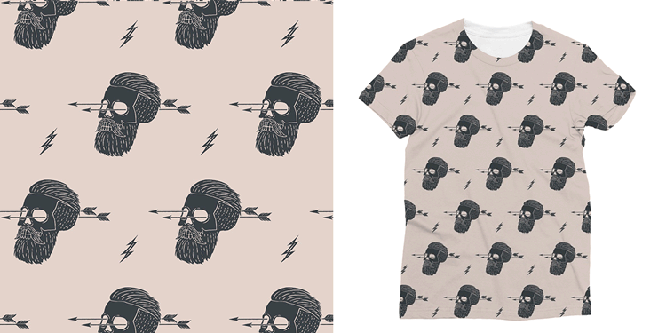 Bearded skull t-shirt design