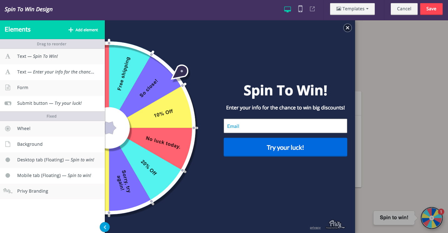 Add a spin-to-win campaign with Privy, part 3
