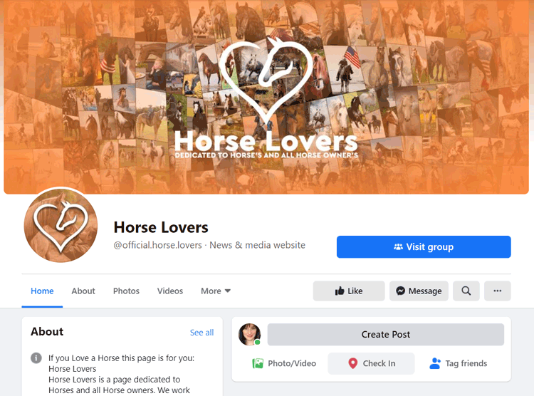 Horse Lovers, Facebook
