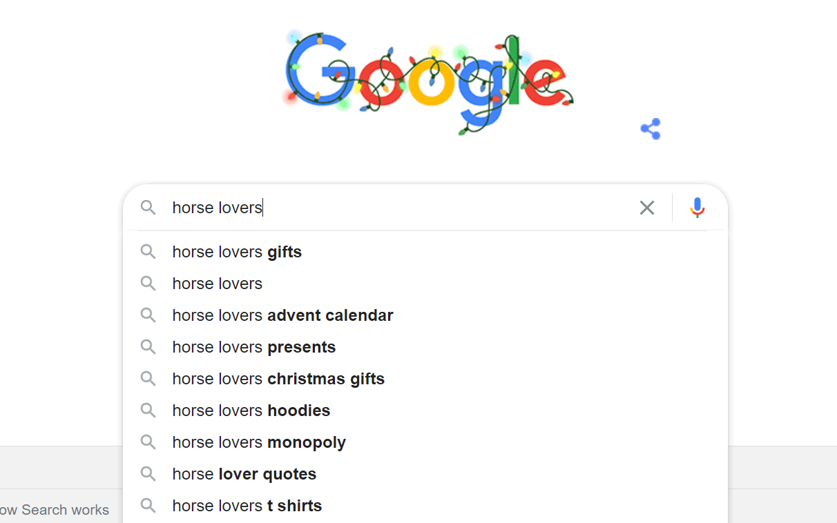 'Horse lovers' search on Google