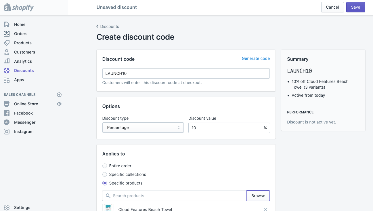 Shopify menu