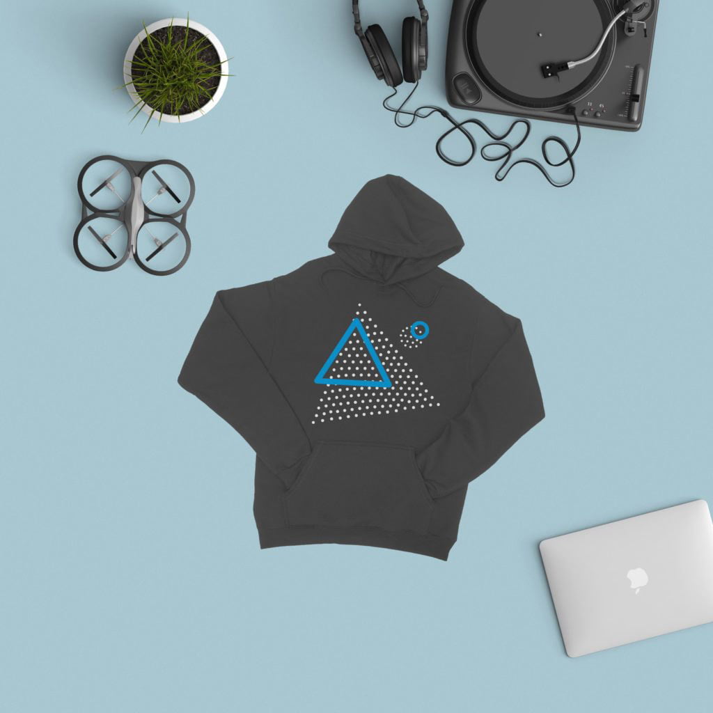 A hoodie and gadgets from above
