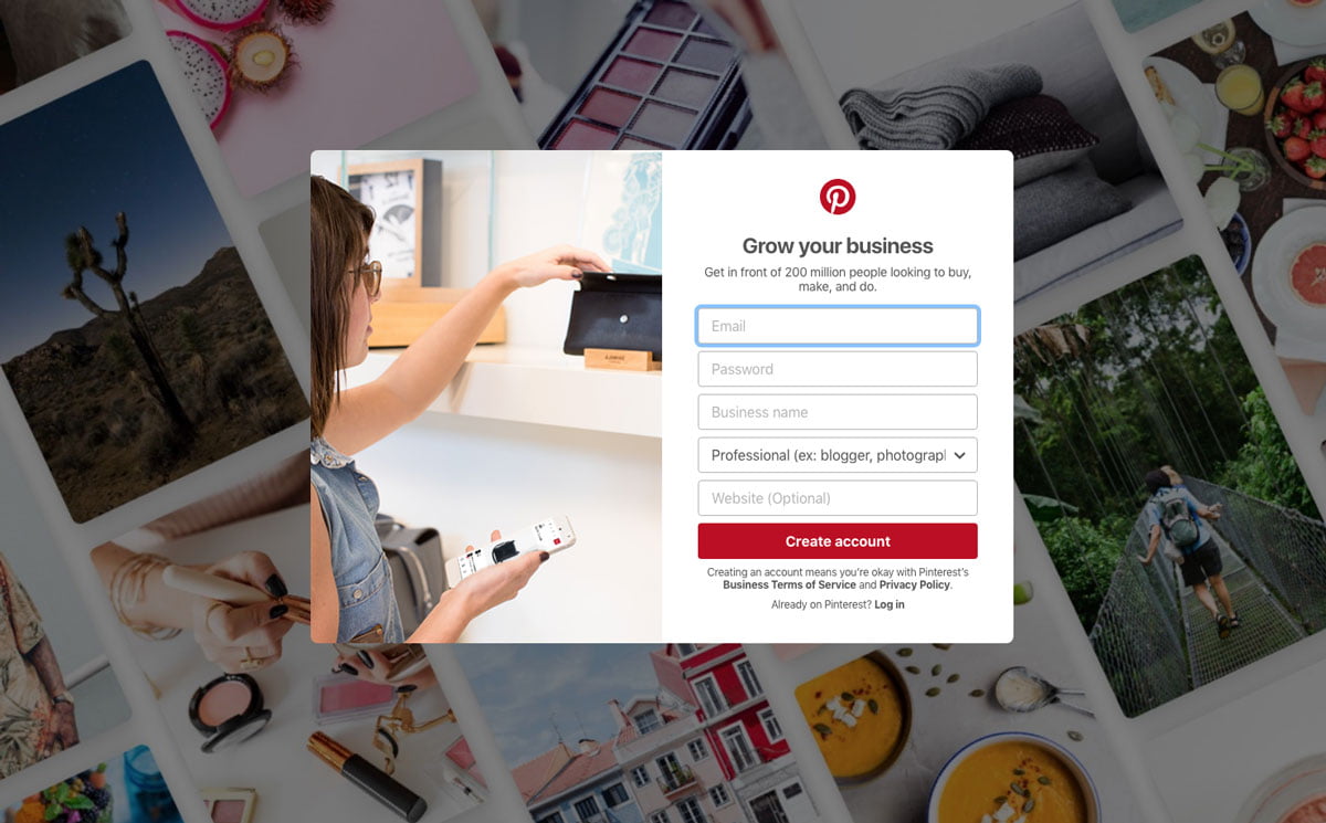 Setting up a business Pinterest account: step 2
