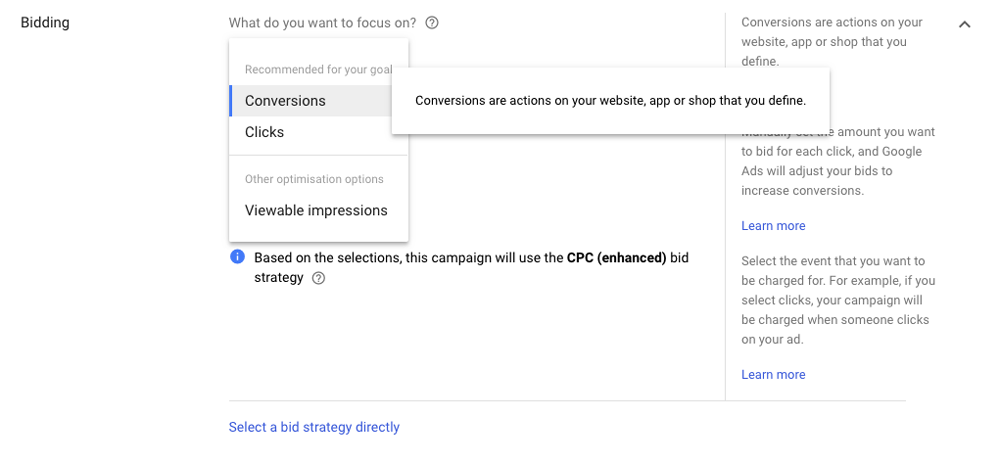 Bidding in Google Campaigns