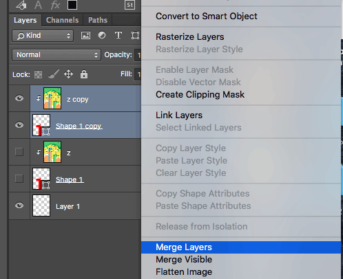 Merge layers in Photoshop