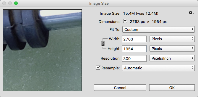 Adjusting image size in Photoshop