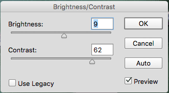 Brightness and contrast Photoshop sliders