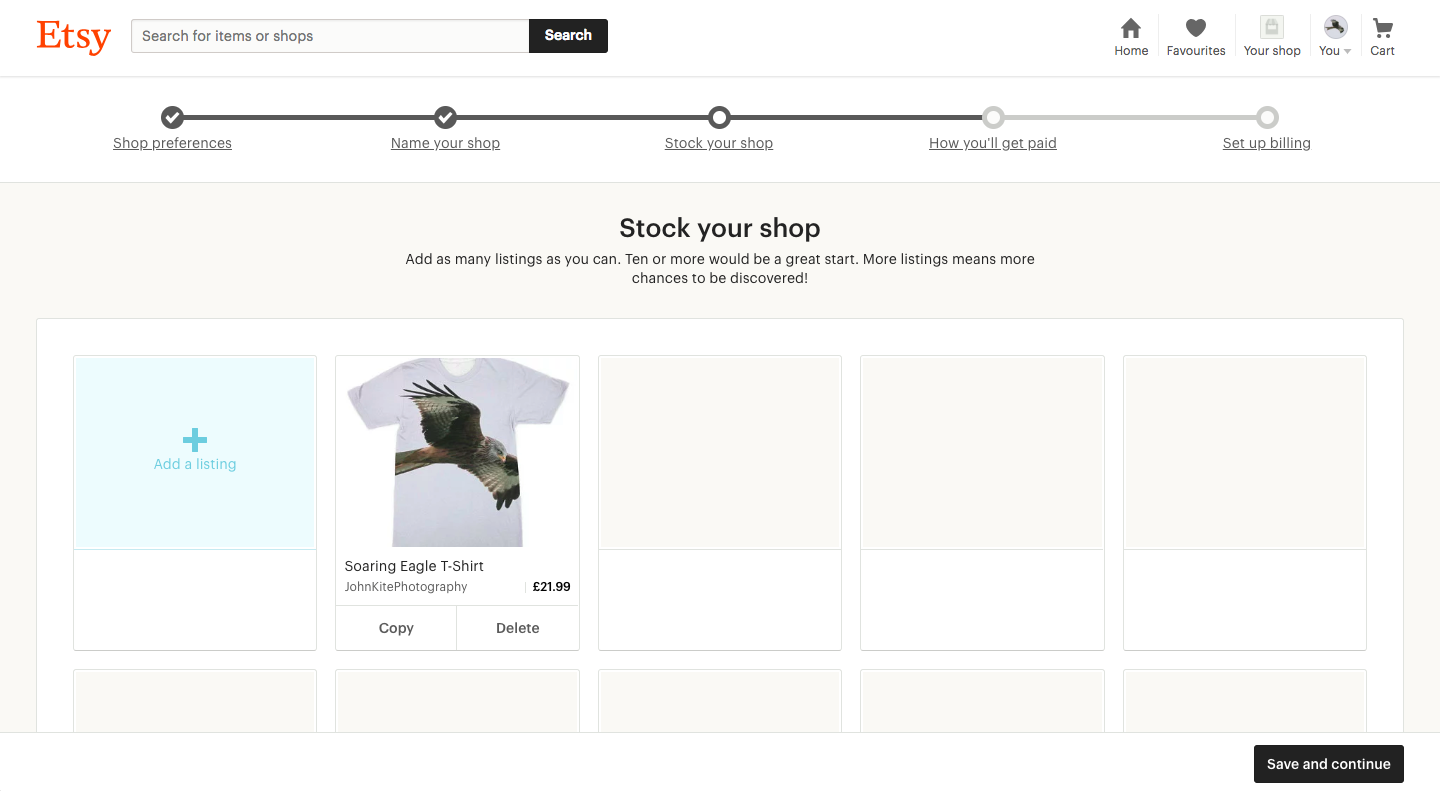 Creating an Etsy product, step 3