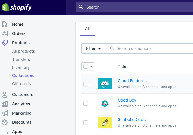 Shopify collections