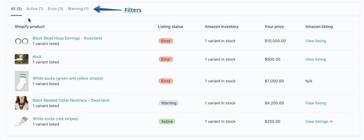 Shopify Amazon product selection