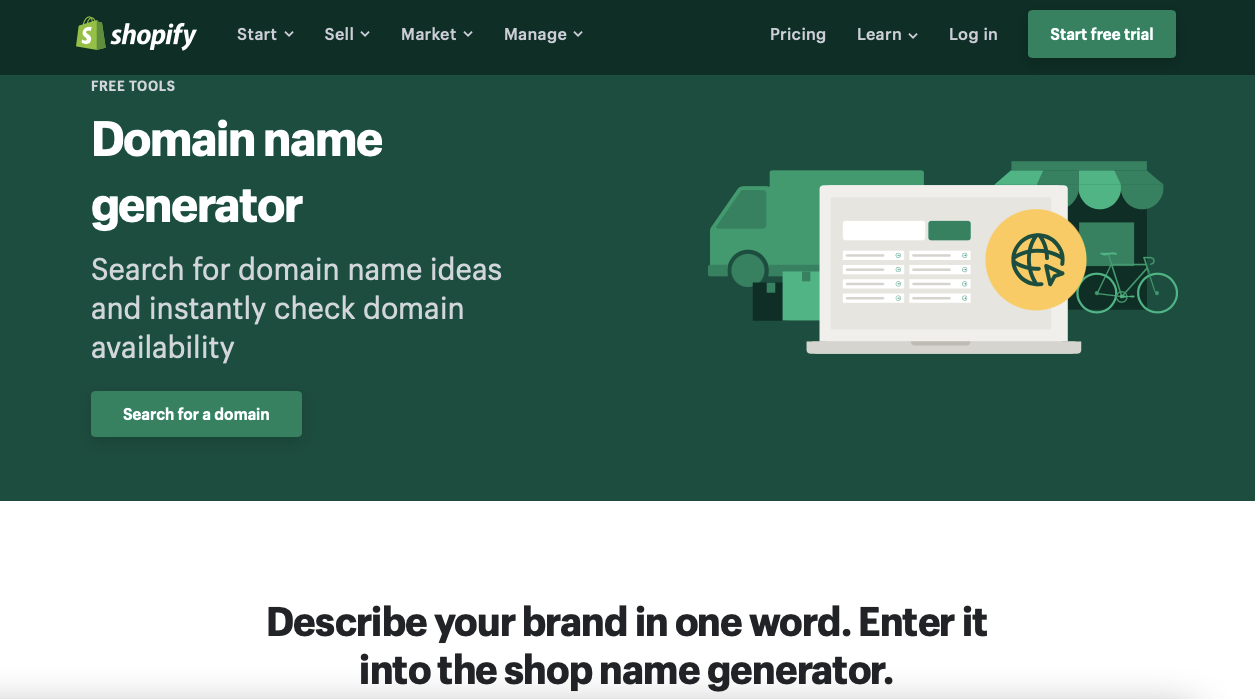 Shopify's domain name generator