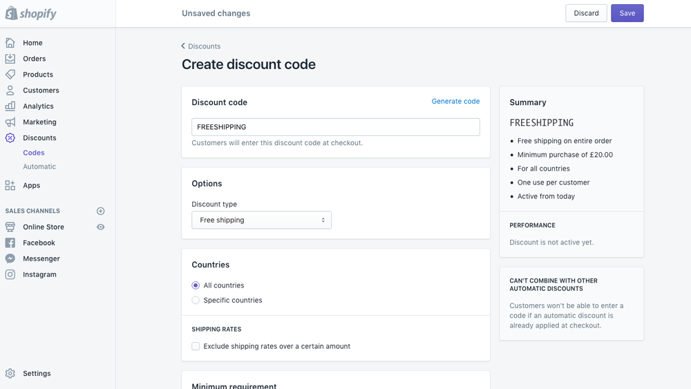 Shopify shipping discount codes
