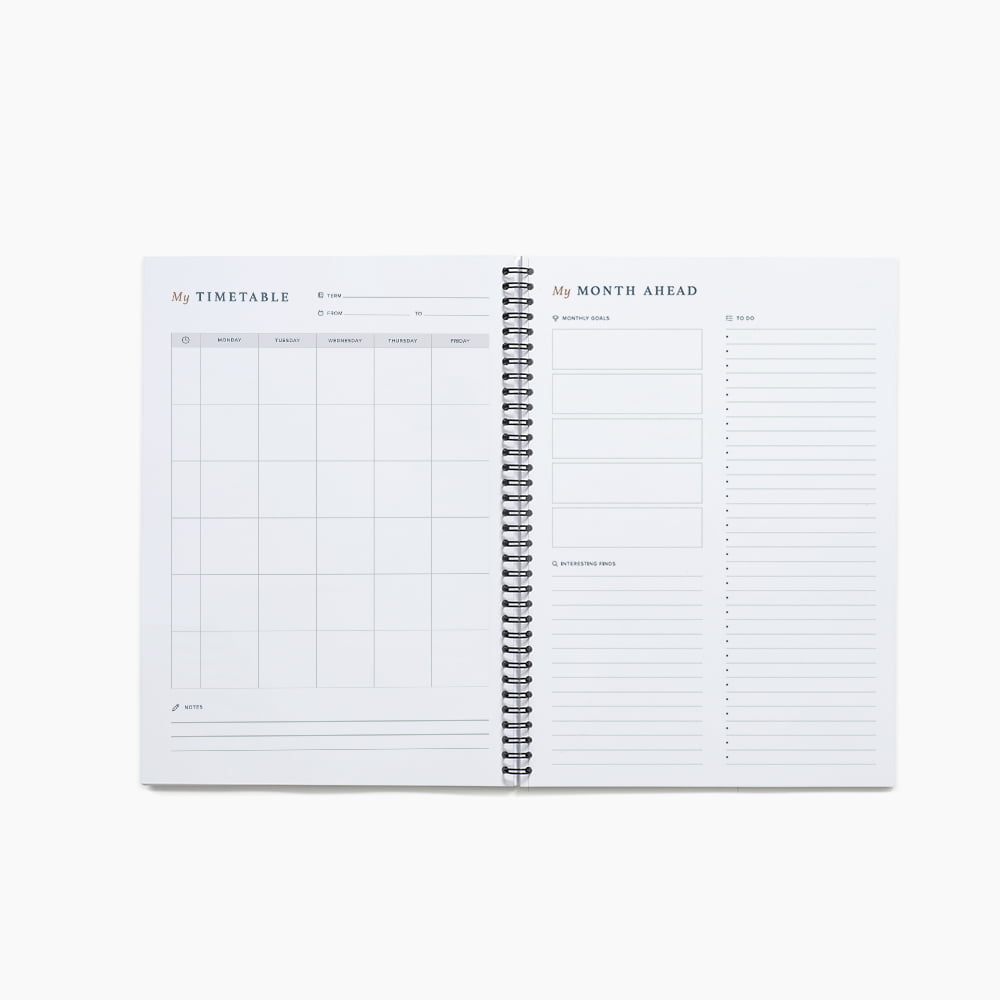 Notebook academic diary pages