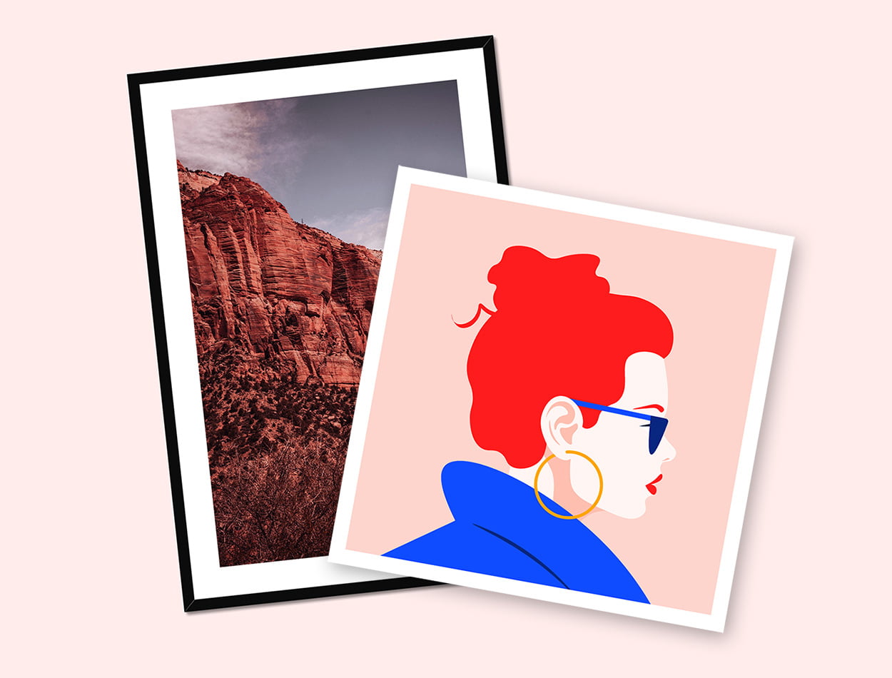 Examples of Adobe Commerce print on demand artwork dropshipped by Prodigi