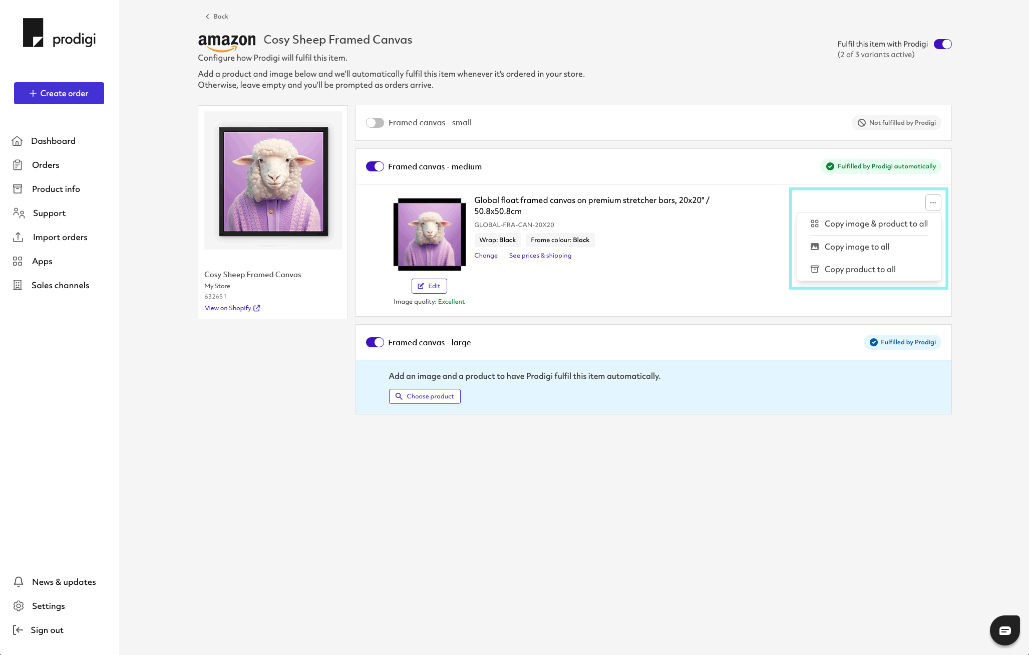 Prodigi Amazon product configuration step 6