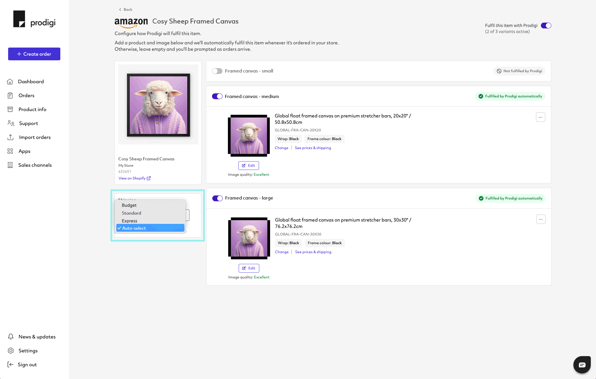 Prodigi Amazon product configuration step 7