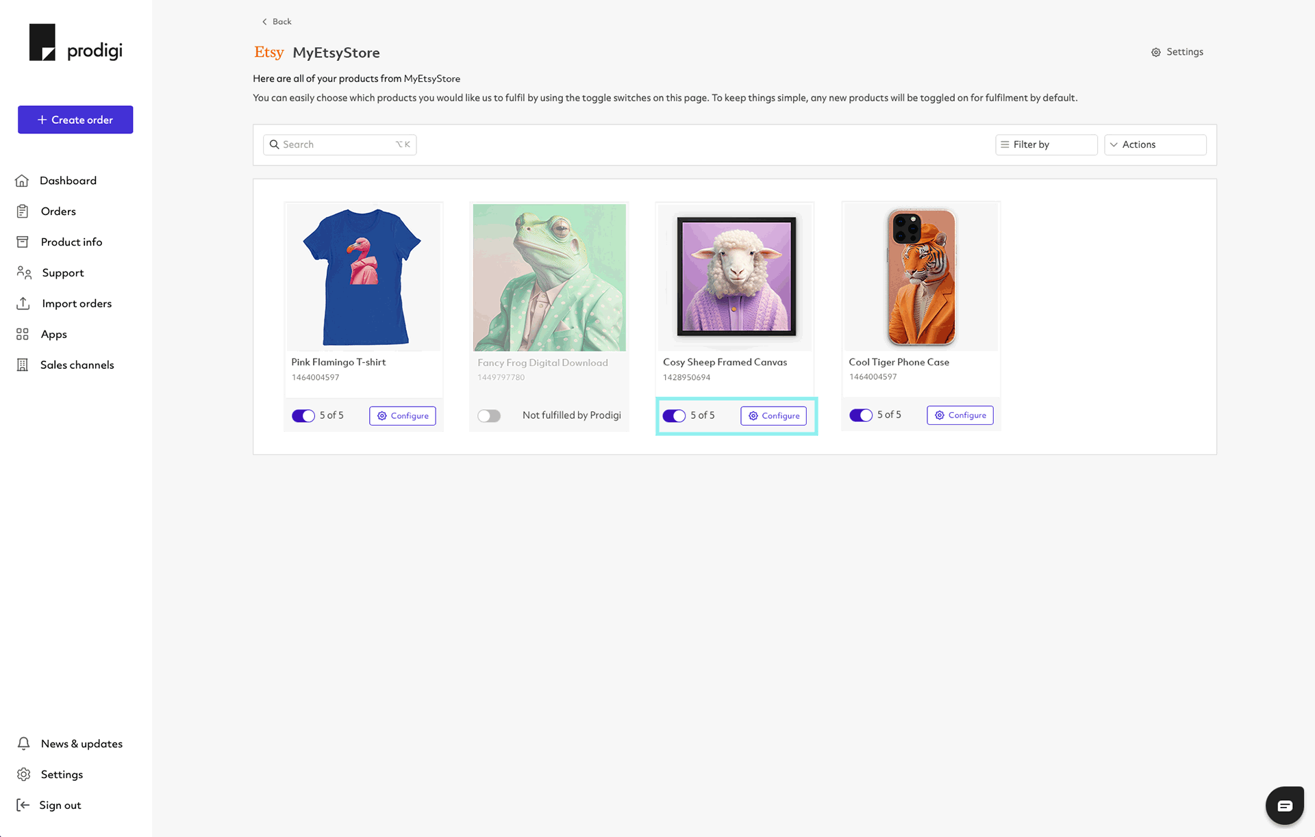 Prodigi Etsy Produktkonfiguration Schritt 1