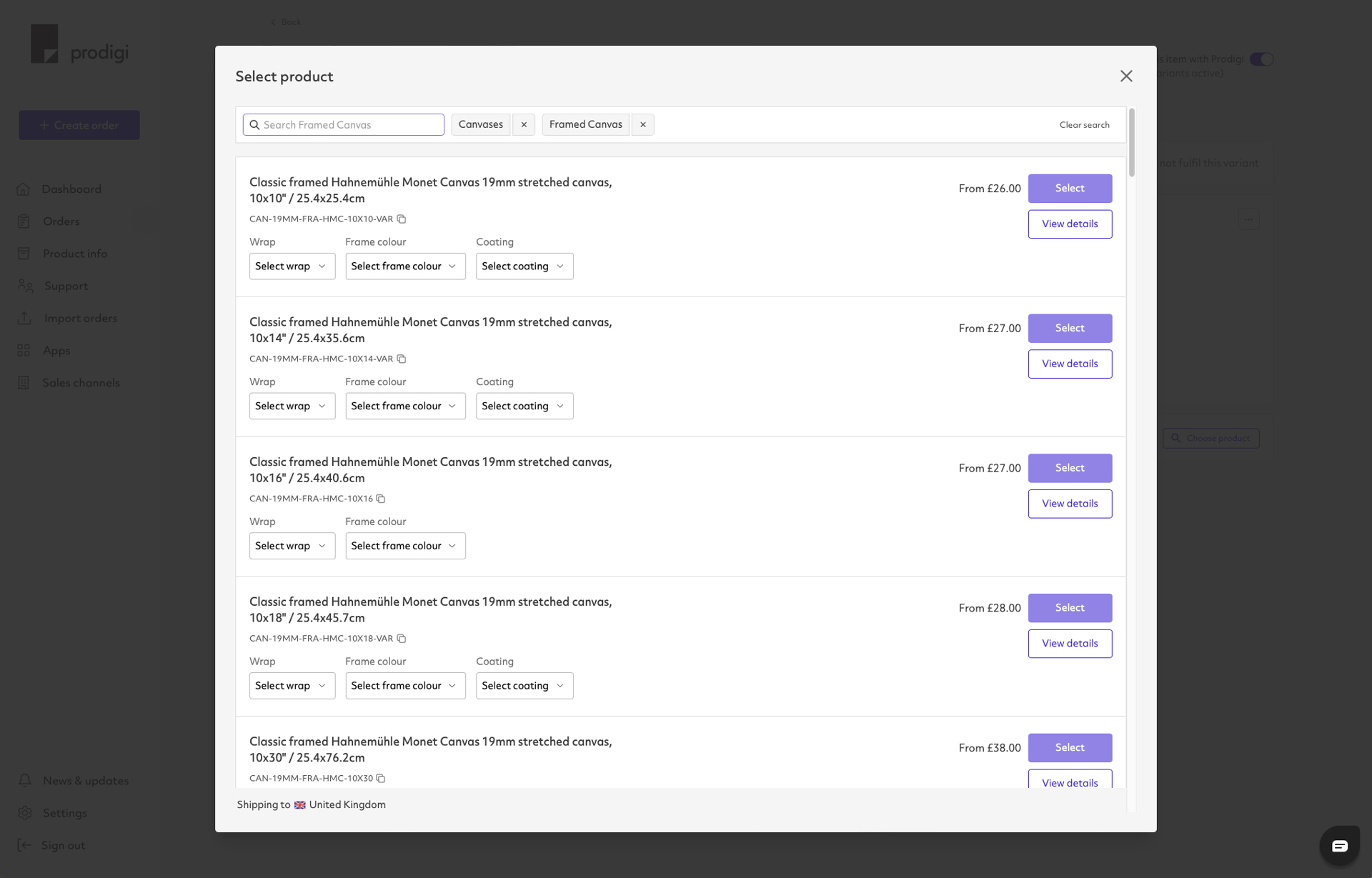 Prodigi Squarespace product configuration step 4